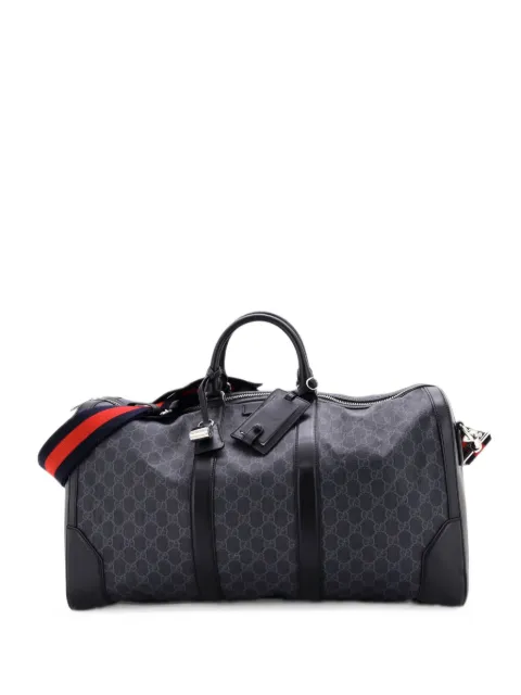 Gucci Pre-Owned Convertible Duffle Bag GG Coated Canvas Large satchel Black 3GEI134WZWFF446C
