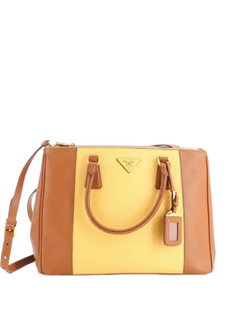 Prada Pre-Owned Bicolor Double Zip Lux Saffiano Leather Medium tote bag Brown 337D1DD6PMRUASRR