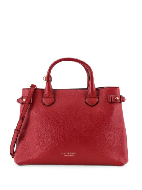 Burberry Pre-Owned Banner Tote Leather and House Check Canvas Medium satchel Brown 0ZHIC1JSAABW08Y7
