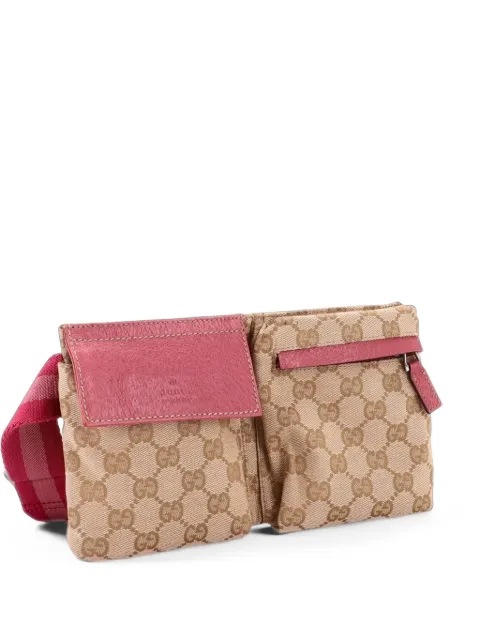 Gucci Pre-Owned Vintage Double GG Canvas with Leather Small belt bag Pink 026LC9J76C2R2LAY