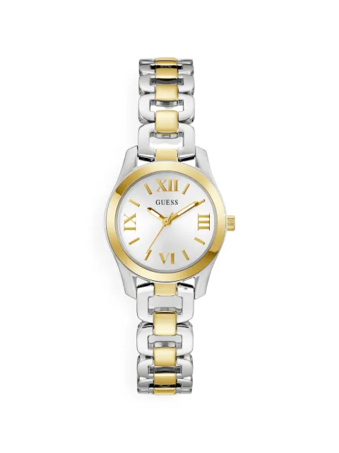 GUESS USA two-tone Roman numeral 28mm watch Silver GW0927L6