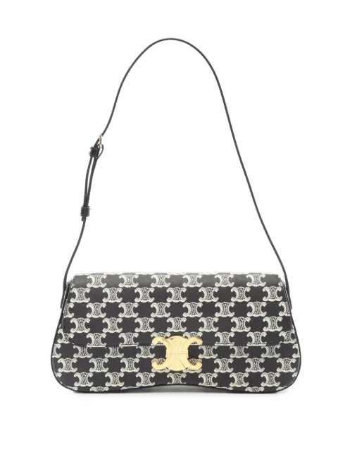 Celine Pre-Owned 2000-2026 Medium Triomphe Coated Canvas Roller shoulder bag Black RX7I6DPUBVECWYCE