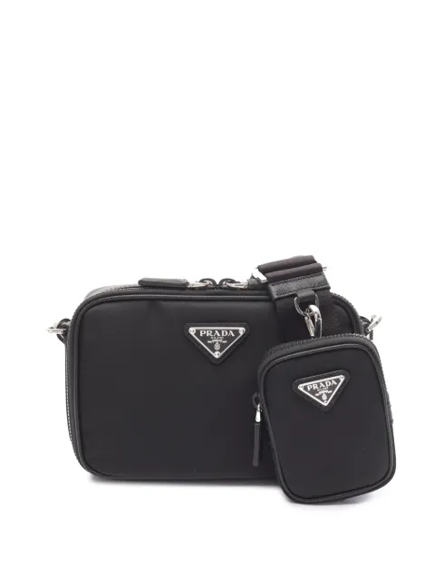 Prada Pre-Owned 2013-2026 Medium Saffiano Trimmed Re Nylon Brique satchel Black CPLGQUGYIIO5TSJ9