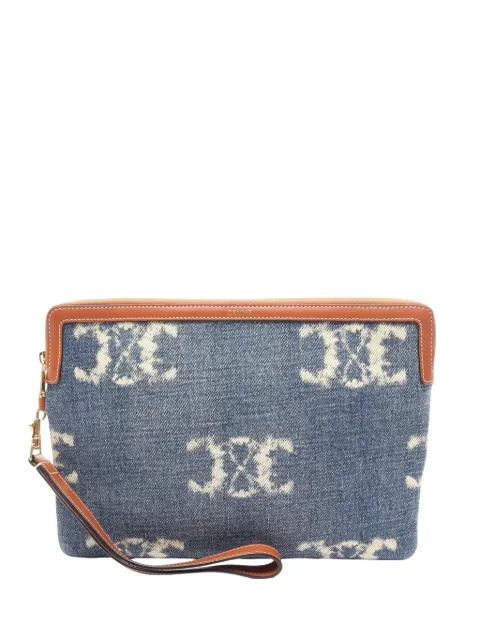 Celine Pre-Owned 2015-2026 Triomphe Denim clutch bag Blue S3D9LVCDWP54Y0UI