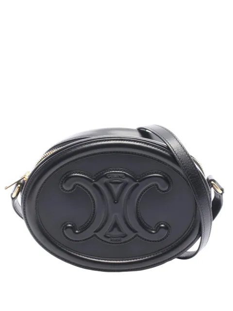 Celine Pre-Owned 2020-2026 Small Calfskin Cuir Triomphe Oval crossbody bag Black 4RY4KQGDO3FW5TNH