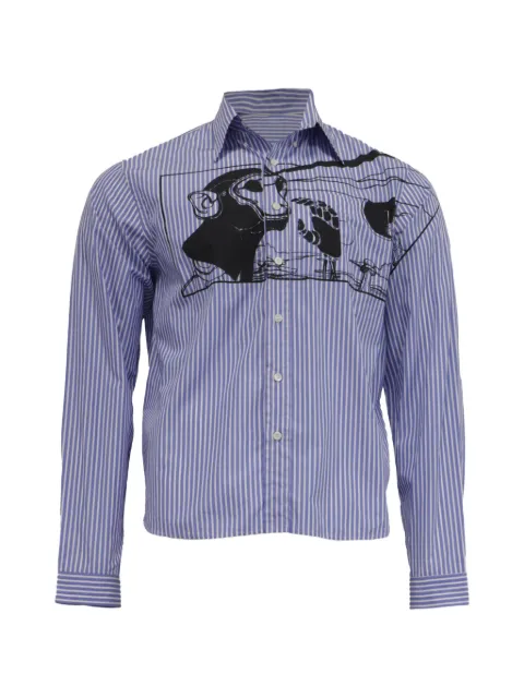 Prada Pre-Owned striped monkey-print shirt Blue RFCPUUSCL787337M