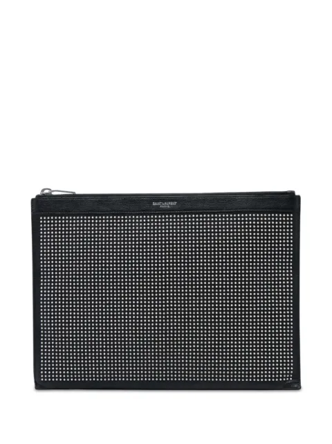 Saint Laurent Pre-Owned 2018 Studded Leather clutch bag Black Z4WM0OSD9LUY7NUL