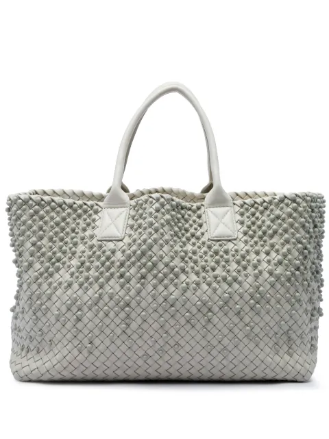 Bottega Veneta Pre-Owned 2012-2026 Limited Edition Medium Lambskin Intreccio Mist Spheres Cabat tote bag White Q28KVEAJEJO22HFQ