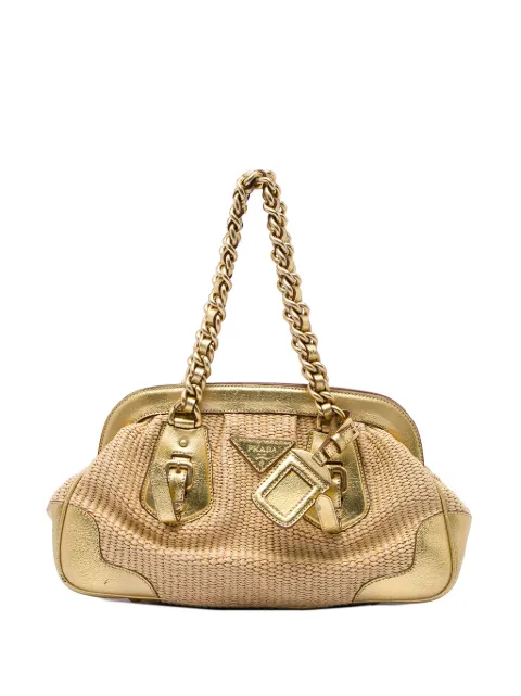 Prada Pre-Owned 2010-2026 Cinghiale Trimmed Paglia shoulder bag Gold Z21H03HJZIMH9QHZ