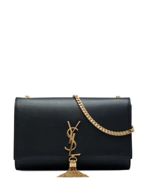 Saint Laurent Pre-Owned 2017 Medium Smooth Calfskin Classic Monogram Kate Tassel crossbody bag Black HMURVKAHNB8U59YU