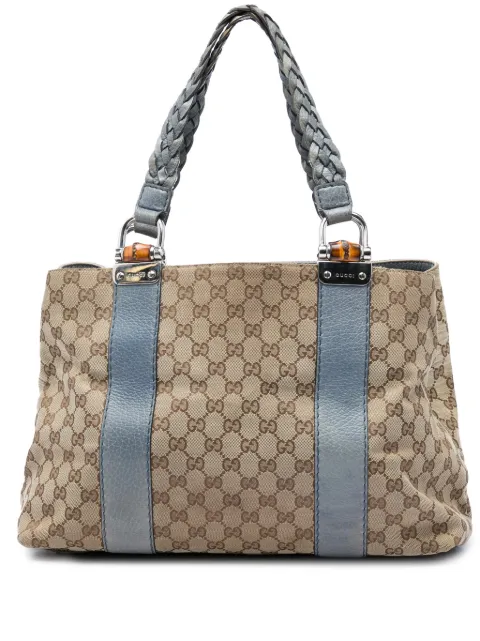 Gucci Pre-Owned 2016-2026 Medium GG Canvas Bamboo Libeccio tote bag Blue INL4MYZV65PRXJBY