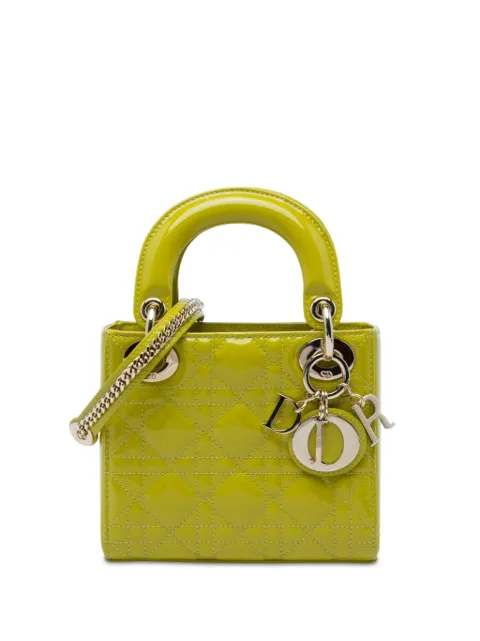 Christian Dior Pre-Owned 2021 Mini Patent Cannage Lady Dior satchel Yellow G9DY50RBH64M847L