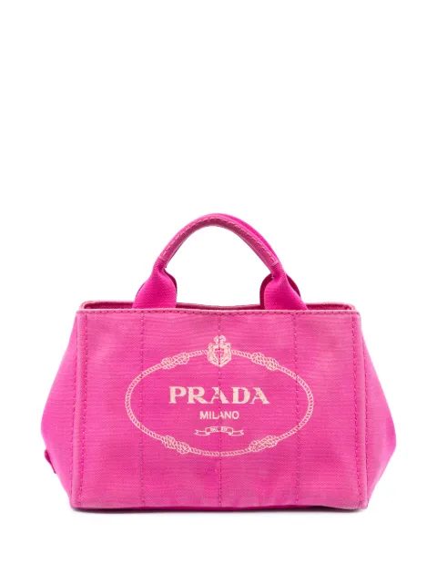 Prada Pre-Owned 2013-2026 Small Canvas Canapa Logo Tote satchel Pink FS8ASW2FMWS6RZL8