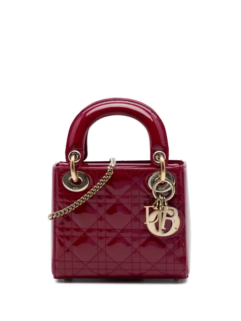 Christian Dior Pre-Owned 2017 Mini Patent Cannage Lady Dior satchel Red C05SQB8SZFXXC7LY