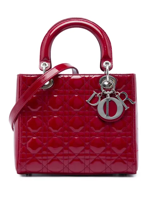 Christian Dior Pre-Owned 2014 Medium Patent Cannage Lady Dior satchel Red UAL288JIIO21JLVG
