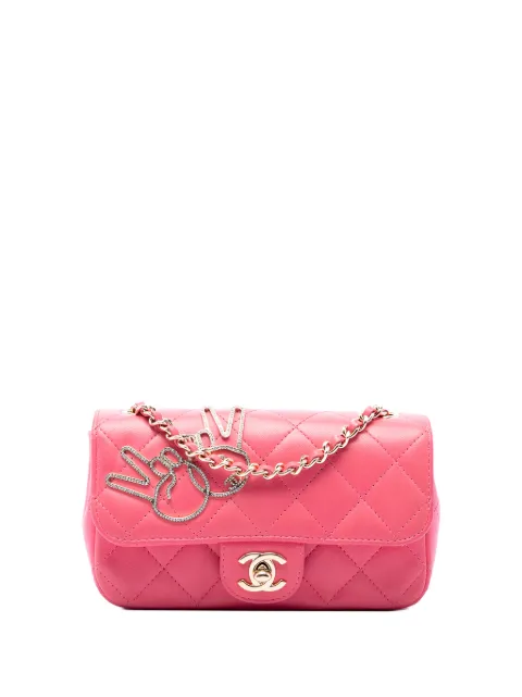 CHANEL Pre-Owned 2016-2017 Extra Mini Lambskin V for Victory Flap crossbody bag Pink LBTGBDWUROSVMN96