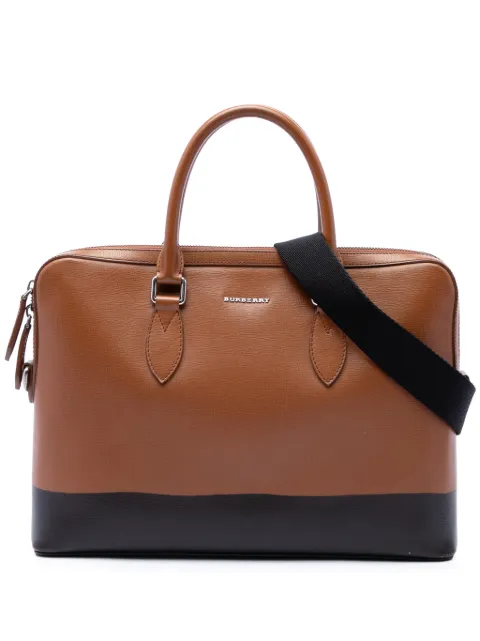 Burberry Pre-Owned 2015-2026 Bicolor Leather Barrow business bag Brown JXYIFO3GCCM9QUM8
