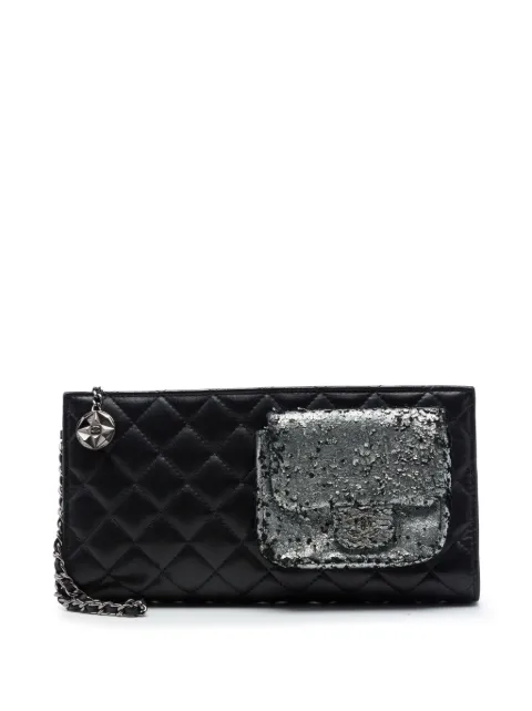 CHANEL Pre-Owned 2012-2013 Metallic and Quilted Lambskin Mineral Nights Pochette Wristlet clutch bag Black BG4PUJSW4EO374T8