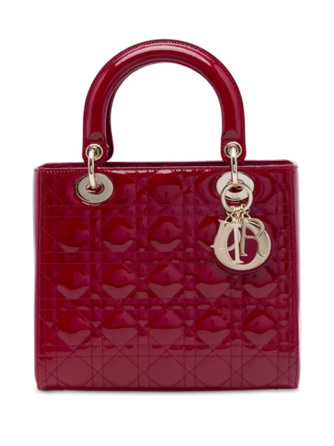 Christian Dior Pre-Owned 2019 Medium Patent Cannage Lady Dior satchel Red 9E2HOGDBF8PAEA54