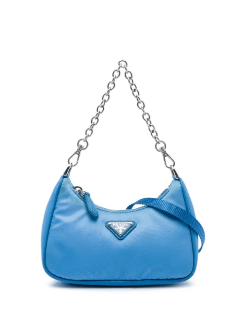 Prada Pre-Owned 2019-2026 Mini Saffiano Trimmed Tessuto Re Edition 2005 satchel Blue 3RFSIPAB1FITX12V