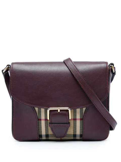 Burberry Pre-Owned 2000-2017 Small Haymarket Check Nylon and Leather Dickens crossbody bag Red 0H98WZO5MSDD40LF