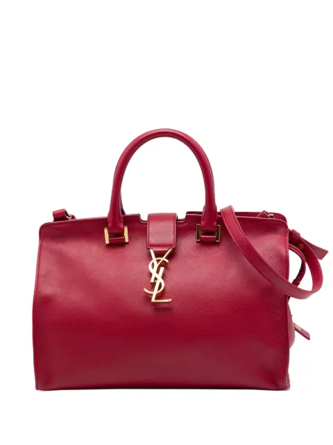 Saint Laurent Pre-Owned 2015 Small Leather Monogram Downtown Cabas satchel Red 8400IQM091CF8W0V