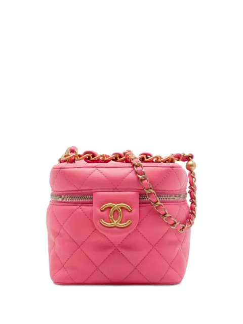 CHANEL Pre-Owned 2021-2026 Small CC Quilted Lambskin Vanity Case With Chain satchel Pink 8UTURP1REMD1MVNC