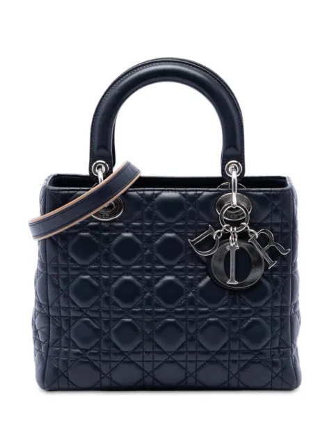 Christian Dior Pre-Owned 2010 Medium Lambskin Cannage Lady Dior satchel Black 4EIE9RTFD30N7TK0
