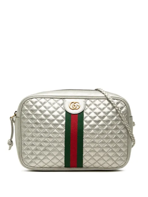 Gucci Pre-Owned 2016-2026 Small Quilted Metallic Calfskin Web Trapuntata crossbody bag Silver 84J5SSYL00EZ8DAX