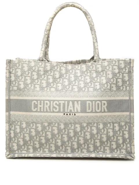 Christian Dior Pre-Owned 2019 Medium Oblique Embroidered Canvas Book tote bag Grey CRJB6FIXH0RBZU26