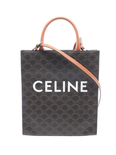 Celine Pre-Owned 2000-2026 Small Triomphe Coated Canvas Vertical Cabas Tote satchel Brown IHYS1W8LJDOY64RO