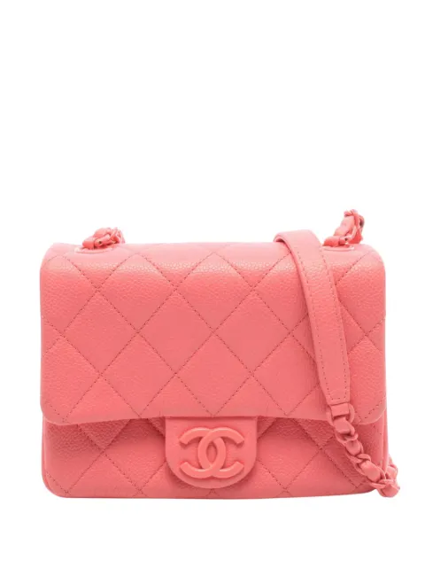 CHANEL Pre-Owned 2019 Mini Square Quilted Caviar CC Incognito Single Flap crossbody bag Pink QW70SPA4YD97PD7H