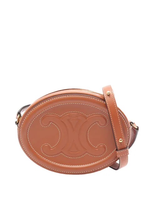Celine Pre-Owned 2000-2026 Small Calfskin Cuir Triomphe Oval crossbody bag Brown 0VUY4QMRS0N1U5DB