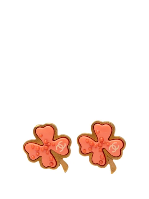 CHANEL Pre-Owned 2003 CC Gold Plated Enamel Clover Clip On Earrings costume earrings Gold Y2L87EUKI1NO4GKD