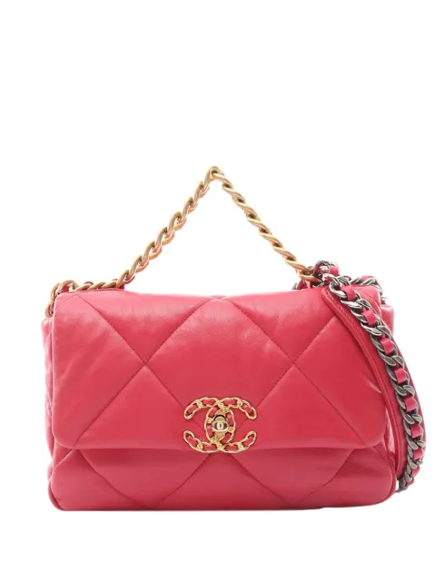 CHANEL Pre-Owned 2019 Medium Lambskin 19 Flap satchel Pink 80BUHGDWE7V47NZO