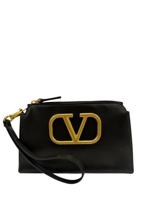 Valentino Garavani Pre-Owned 2018-2026 Calfskin VLogo Cosmetic pouch Black 7N8W33DTSQJ7PWMB