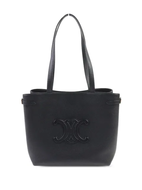 Celine Pre-Owned 2024-2026 Medium Grained Calfskin Cuir Triomphe Cabas Anais tote bag Black 3N4GDZARS8FACMW6