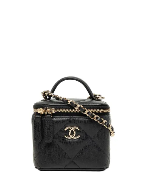 CHANEL Pre-Owned 2021-2026 Mini CC Quilted Caviar Top Handle Vanity Case With Chain satchel Black V6RBGM3KZ3GGM3U9