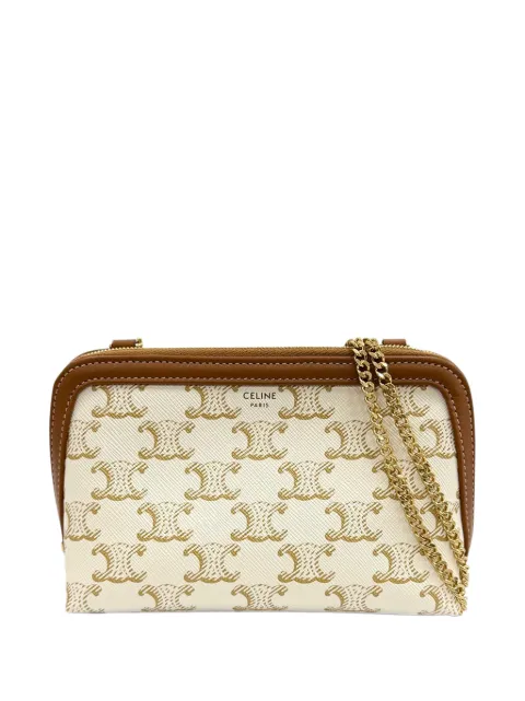 Celine Pre-Owned 2018-2026 Triomphe Coated Canvas Clutch On Chain crossbody bag White RGRIYEIFWKFEI32Z