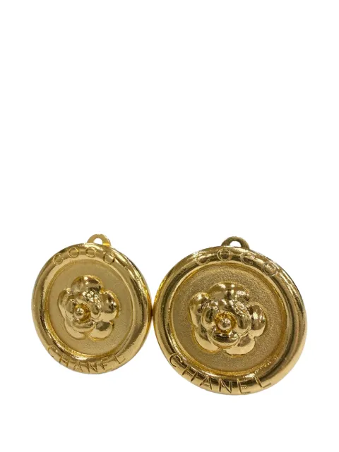 CHANEL Pre-Owned 1997 Gold Plated Camellia Round Clip On Earrings costume earrings Gold F7FIISE9VT92TBAC