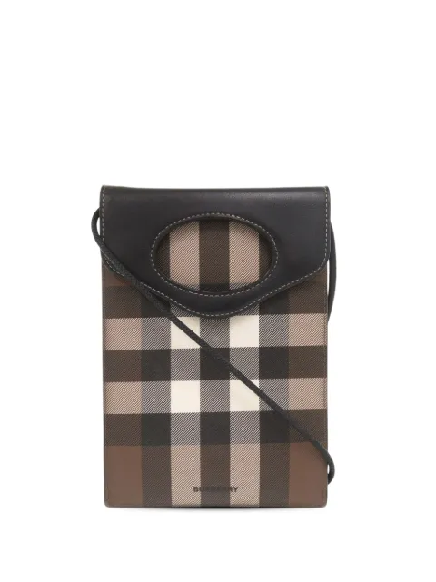 Burberry Pre-Owned 2021-2026 Giant Check E Canvas and Calkfskin Pocket Phone Case crossbody bag Brown EEMZ74ALJF0Z7LA1