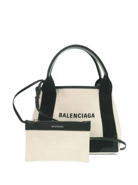 Balenciaga Pre-Owned 2022 Canvas Navy Cabas XS satchel Brown NP7M8TFG4MC77KD1
