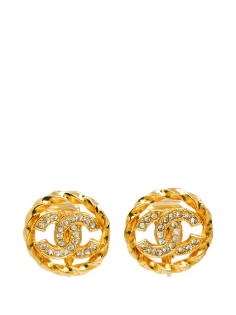 CHANEL Pre-Owned 1950-1970 CC Gold Plated Strass Clip On Earrings costume earrings Gold UCSICJDE9L1MDT18