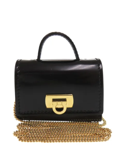 Ferragamo Pre-Owned 2010-2026 Smooth Calfskin Gancini Top Handle AirPods Case with Chain crossbody bag Black 7PIVDNT695OH3LMI