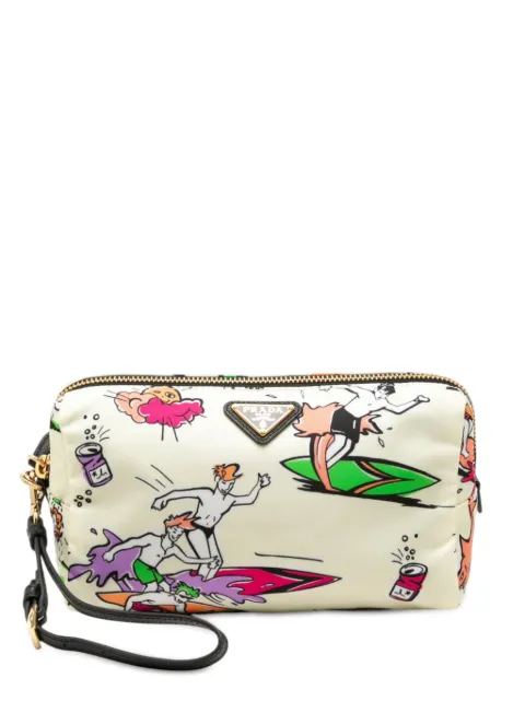 Prada Pre-Owned 2013-2026 Tessuto Stampato Surf Cosmetic pouch White KLZBB3MWZK234KHD