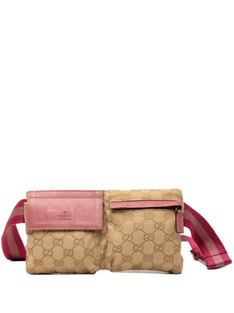 Gucci Pre-Owned 2000-2015 GG Canvas Web Double Pocket belt bag Neutrals MS2SIQ0AJX6630AC