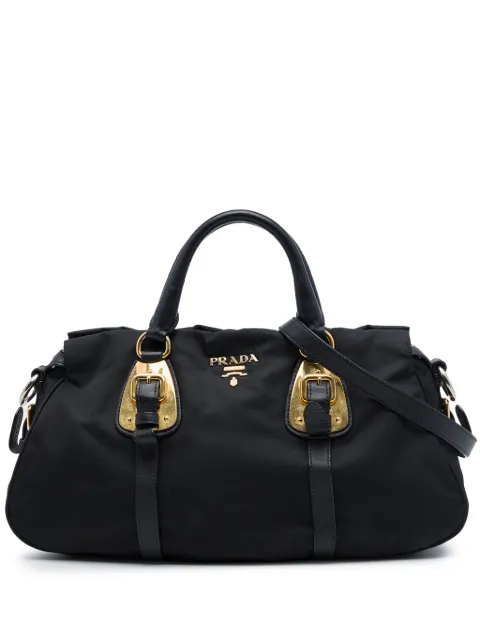 Prada Pre-Owned 2010-2026 Soft Calf Trimmed Tessuto satchel Black 9TFM266DJLQDT1W1