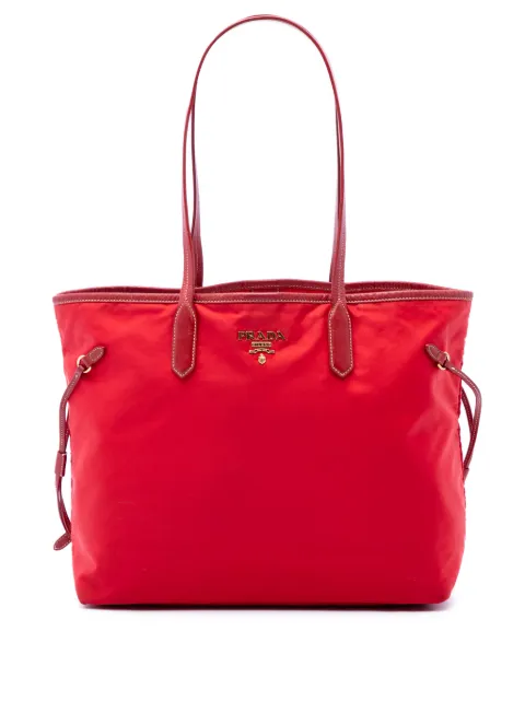 Prada Pre-Owned 2010-2026 Saffiano Trimmed Tessuto tote bag Red ENJO9KFBCU0PF831