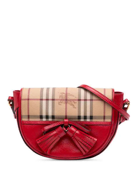 Burberry Pre-Owned 2000-2017 Patent and Haymarket Check Coated Canvas Maydown crossbody bag Red 14ITSZHFNLB917XU