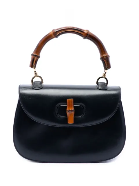 Gucci Pre-Owned 20th Century Calfskin Bamboo Night satchel Black N5J34D3FBOAAG7VH